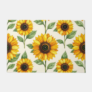 Felpudo Patrón floral continuo de girasoles amarillo brill
