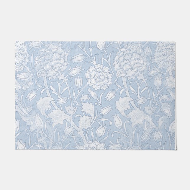 Felpudo Patrón floral de William Morris en Doormat azul (Anverso)