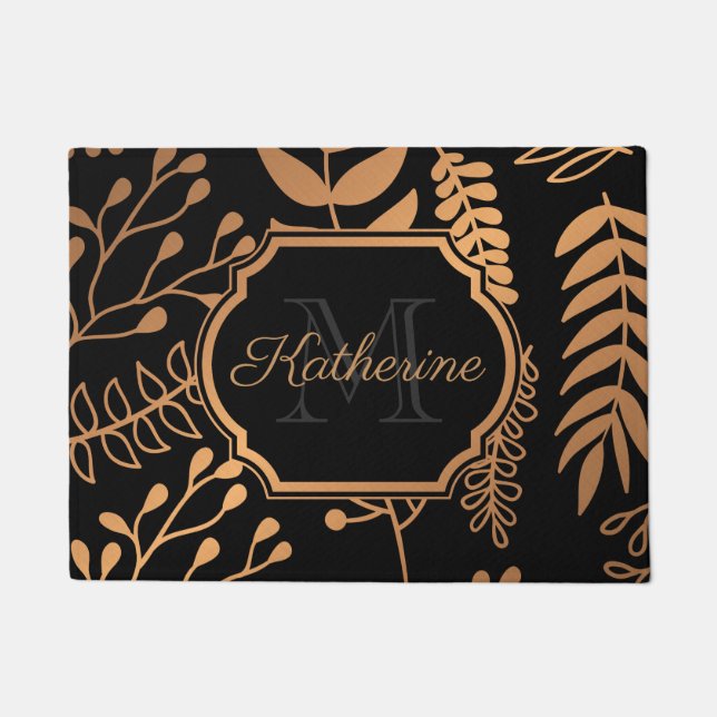 Felpudo Patrón floral dorado (Anverso)