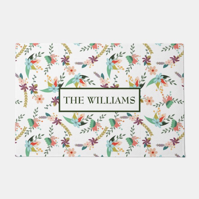 Felpudo Patrón floral monogramado (Anverso)