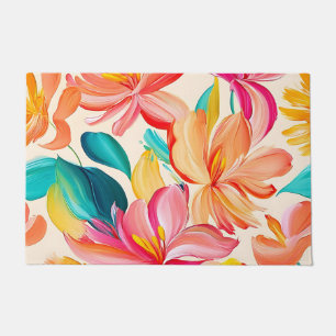 Felpudo Patrón floral pintado vibrante