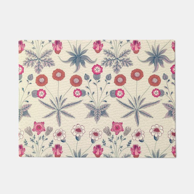 Felpudo Patrón floral William Morris Daisy Naranja rojo (Anverso)