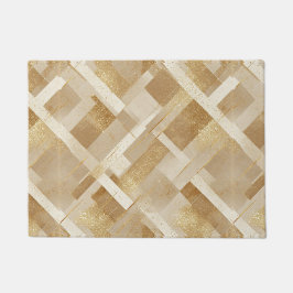 Felpudo Patrón geométrico abstracto de oro con metálico