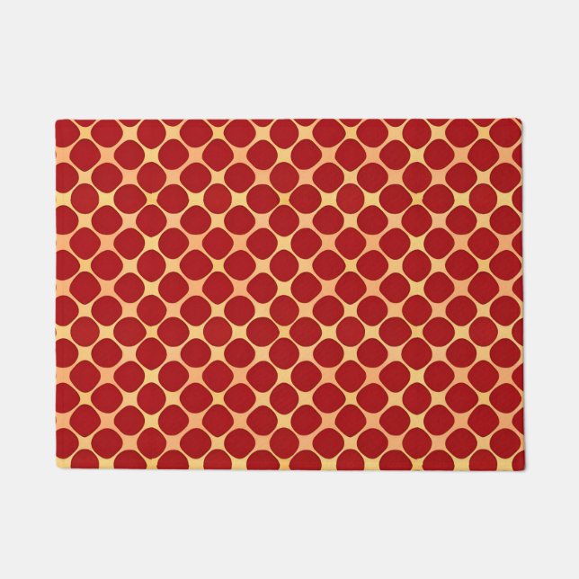Felpudo Patrón geométrico con círculos rojos (Anverso)