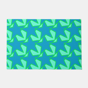 Felpudo Patrón geométrico de estrella moderna, verde jade 