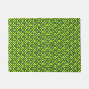 Felpudo Patrón geométrico Green Garland Squares de vacacio
