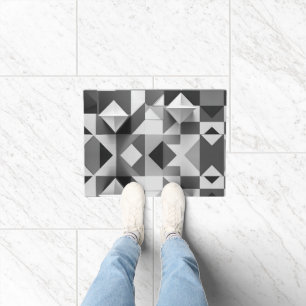 Felpudo Patrón geométrico Minimalista moderno Negro, Blanc