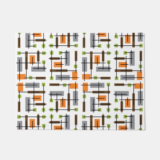 Felpudo Patrón Geométrico Moderno del Siglo Medio (Anverso)