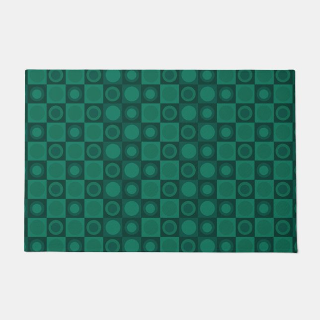 Felpudo Patrón geométrico retro MCM Verde azulado (Anverso)