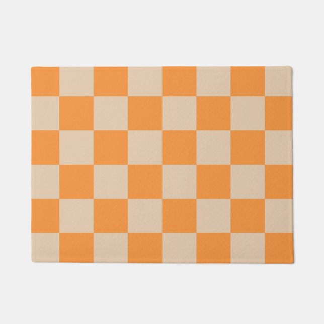 Felpudo Patrón Gingham de naranja controlado (Anverso)