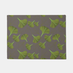 Felpudo Patrón gris de hojas de gingko floral