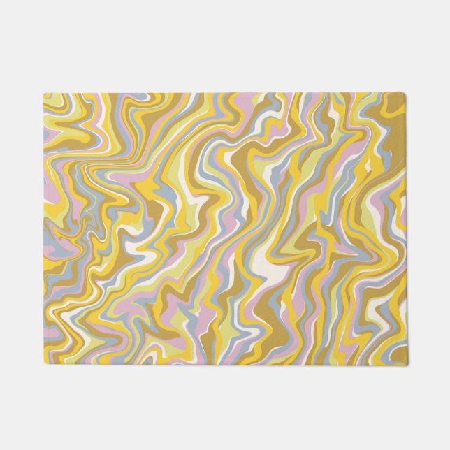 Felpudo Patrón Hippie 70 Green Marble Liquid Swirl Boho (Anverso)