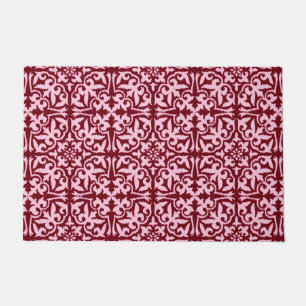 Felpudo Patrón Ikat Damask, Borgoña y Rosa