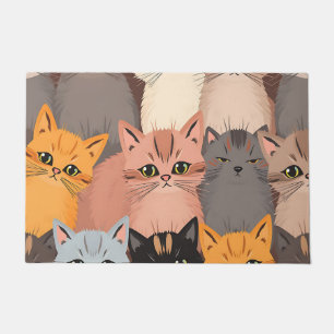 Felpudo Patrón Ilustrado de Caritas de Gato Adorables