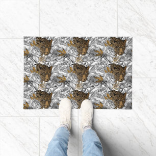 Felpudo Patrón Leopard & Peonies