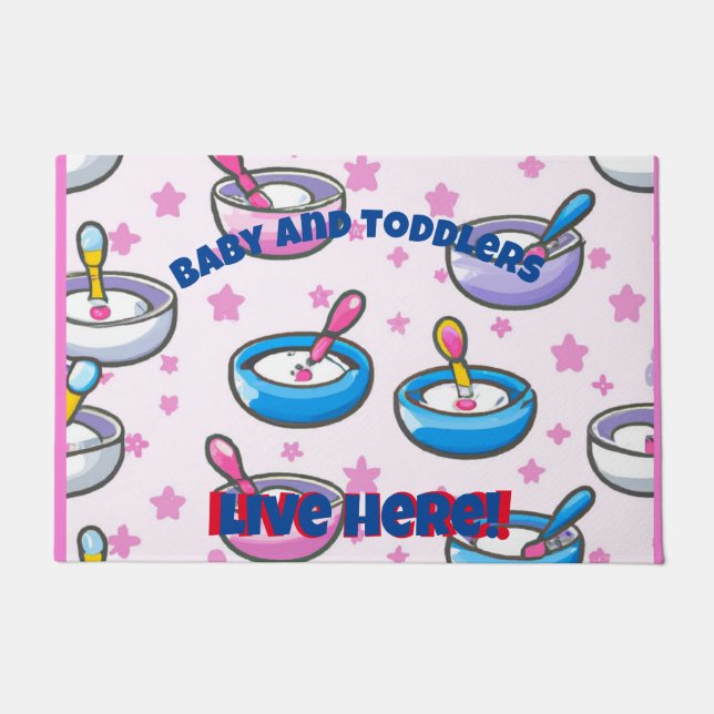 Felpudo patrón lindo bebes de alimentación en personalizad (Anverso)