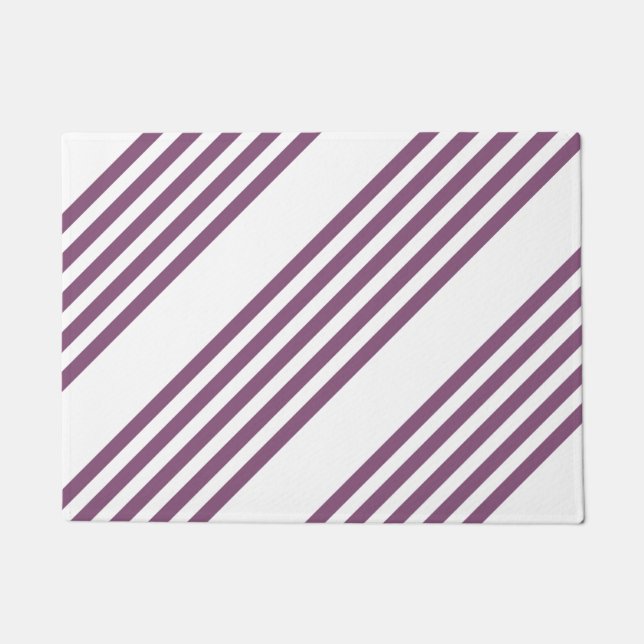 Felpudo Patrón malva morado y blanco de cinco rayas (Anverso)