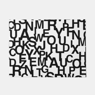 Felpudo Patrón moderno, abstracto, confuso con letras