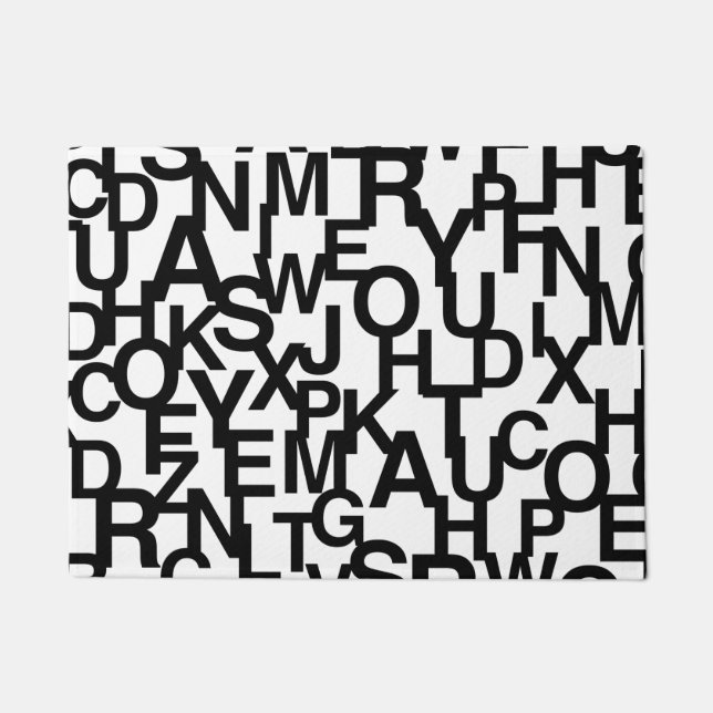 Felpudo Patrón moderno, abstracto, confuso con letras (Anverso)