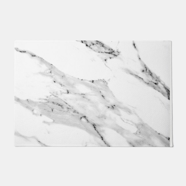 Felpudo Patrón moderno de mármol blanco y negro (Anverso)