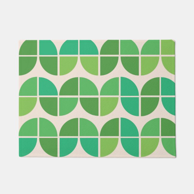 Felpudo Patrón moderno de medio siglo con geométrico verde (Anverso)