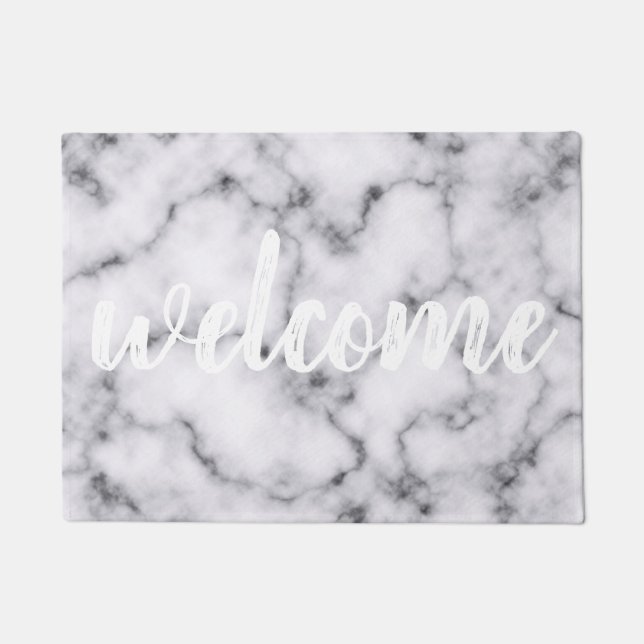 Felpudo Patrón moderno simple de piedra de mármol blanco n (Anverso)