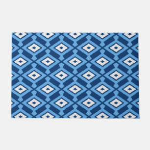 Felpudo Patrón Navajo Ikat, azul índigo y denim