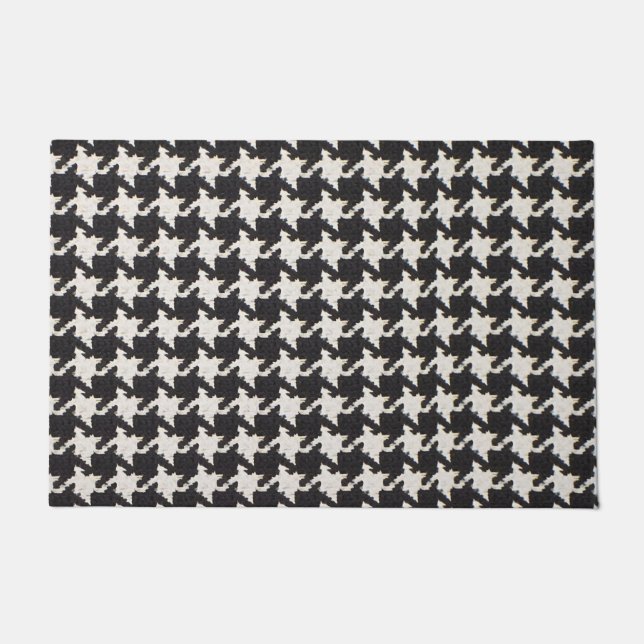 Felpudo Patrón negro blanco de dientes de perro (Anverso)