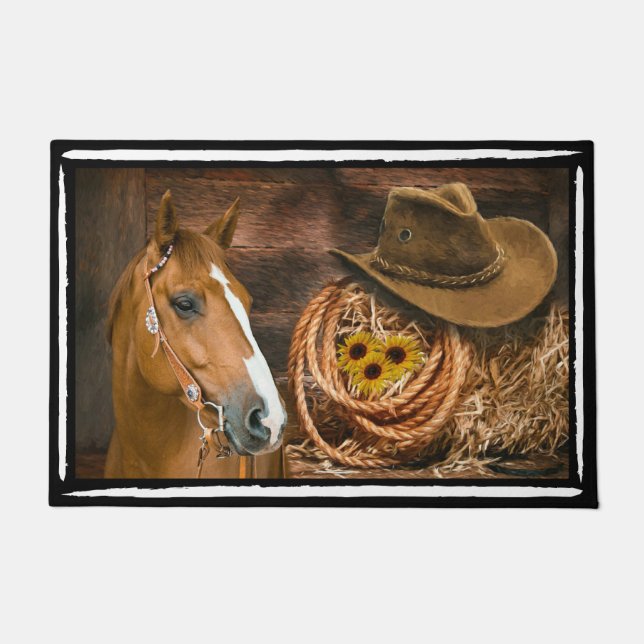 Felpudo Patrón occidental de Lasso Gorra Vaquero de Caball (Anverso)