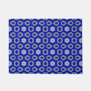 Felpudo patrón psicodélico azul y plata