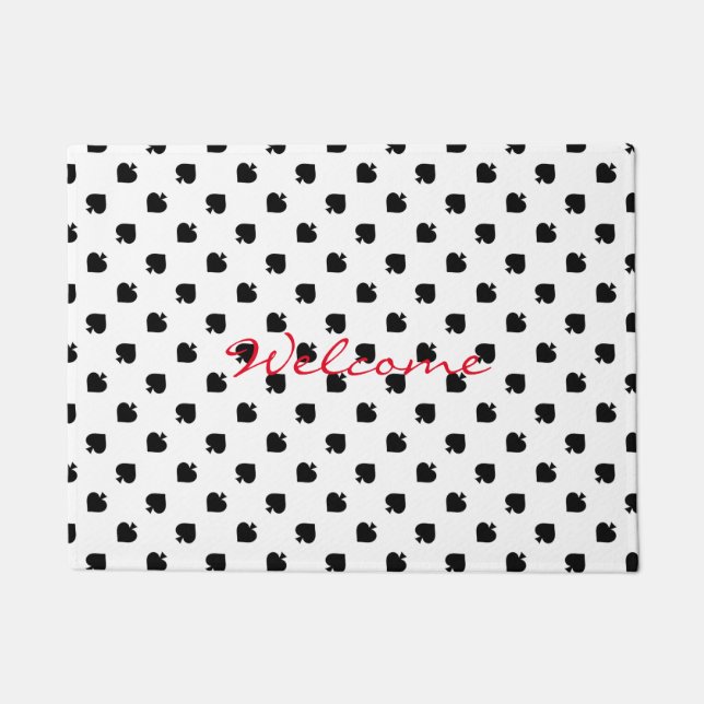 Felpudo Patrón reflejado de espadas negras en blanco (Anverso)