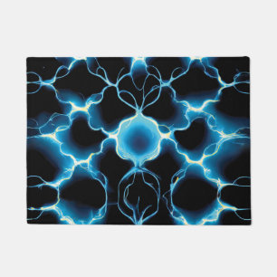 Felpudo Patrón repetido de sinapsis eléctrica azul