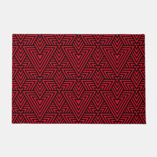 Felpudo Patrón repetitivo del triángulo rojo y negro art d
