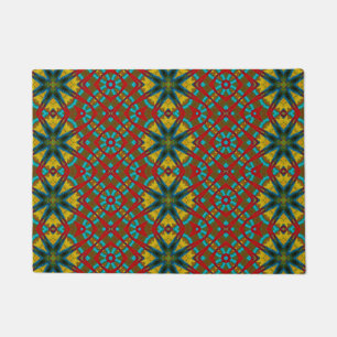 Felpudo Patrón rojo Verde azulado amarillo moderno Boho Tr