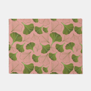 Felpudo Patrón rosa de la hoja de gingko floral