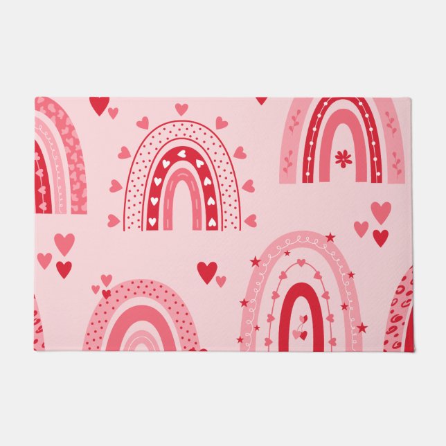 Felpudo Patrón San Valentín 2023 Fondo con amor cardíaco (Anverso)