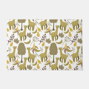 Felpudo Patrón sin soldadura Giraffe amarillo fondo blanco
