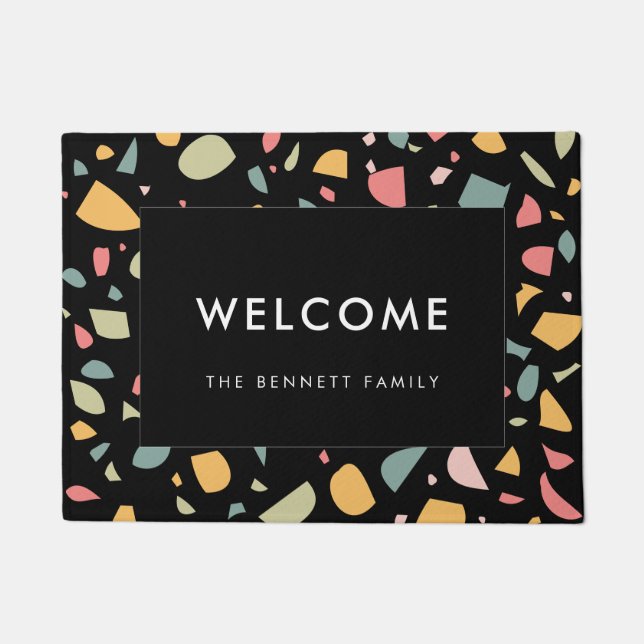 Felpudo Patrón terrazo pastel moderno (Anverso)