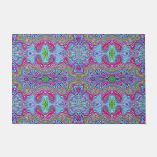 Felpudo Patrón Trippy Multicolor Azul Cielo Ondulado