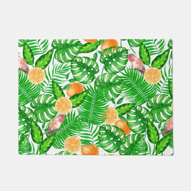 Felpudo Patrón tropical, colibríes II (Anverso)