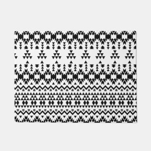 Felpudo Patrón vectorial geométrico azteca blanco y negro