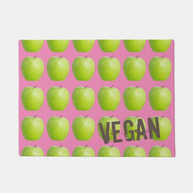 Felpudo Patrón Vegan Apple para el amante de las frutas ve (Anverso)
