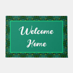 Felpudo Patrón verde esmeralda de bienvenida