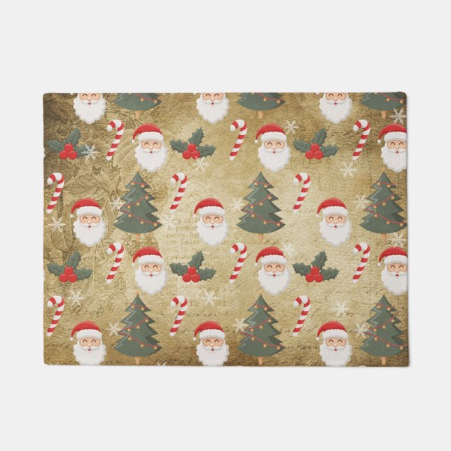 Felpudo Patrón vintage de Papá Noel (Anverso)