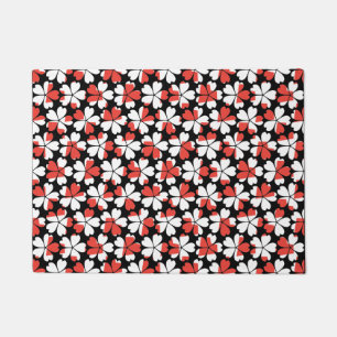 Felpudo Patrones de flores rojas blancas lindas