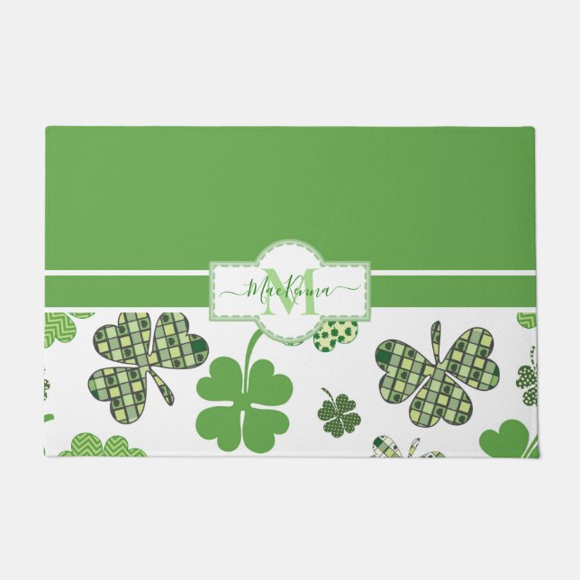 Felpudo Patrones de trono verde irlandés personalizado (Anverso)
