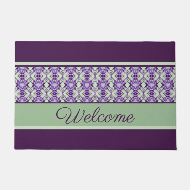 Felpudo Patterado Con La Bienvenida Purples (Anverso)