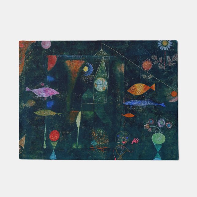 Felpudo Paul Klee Fish Magic Resumen Pintura de arte gráfi (Anverso)