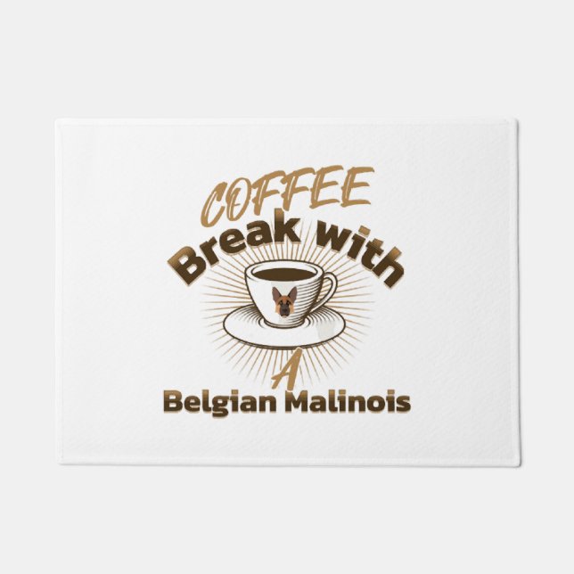 Felpudo pausa para el café con un malinois belga (Anverso)