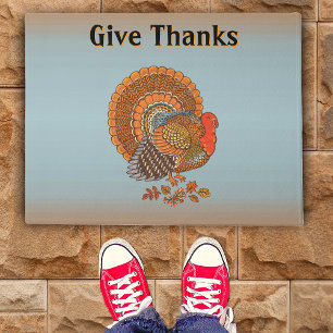 Felpudo Pavo Macho Colores de Otoño en Hojas Dan Gracias